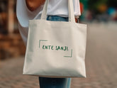 Ente Sanji Tote Bag with Green Text for Daily Use