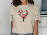Heart Shaped Tree with Falling Leaves Design Shirt