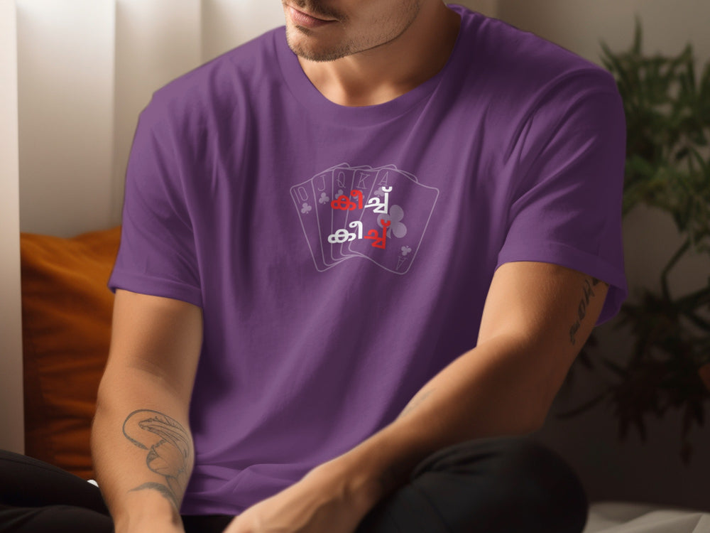 Poker Playing Cards Graphic Purple T-shirt