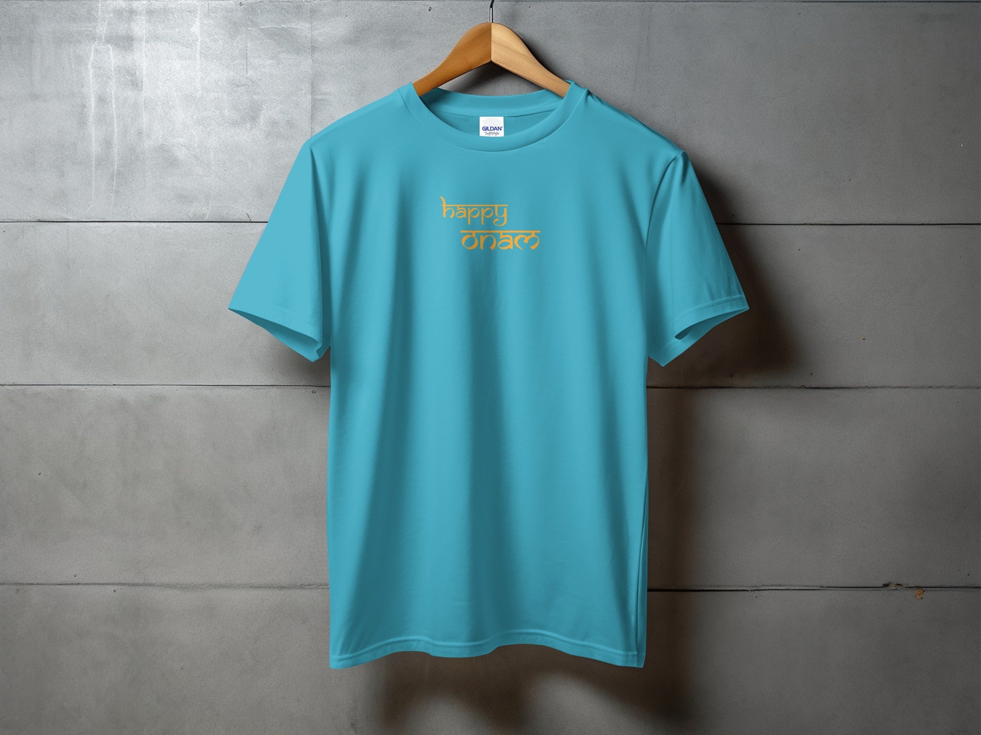 Light Blue T-Shirt with Happy Snack Fun Graphic Design
