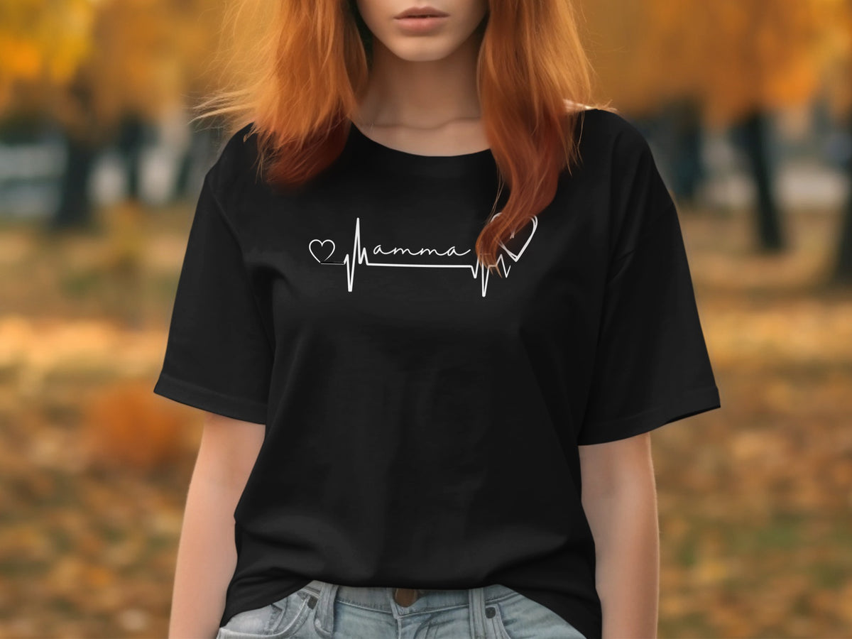 Heartbeat Mama Shirt with Autumn Background Design