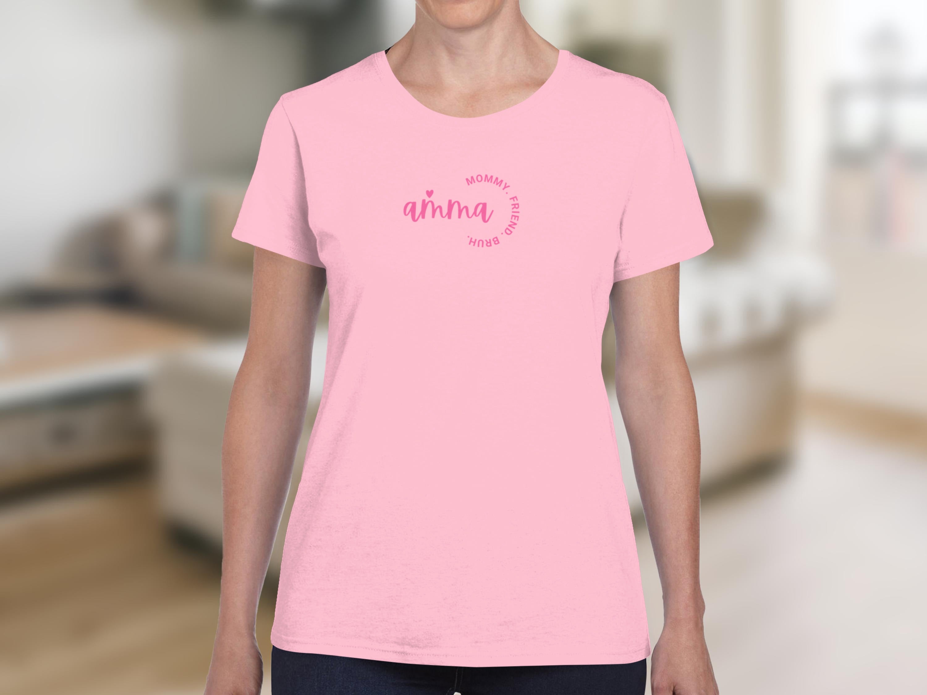 Amma Mommy Proud Mom Pink Graphic T-Shirt