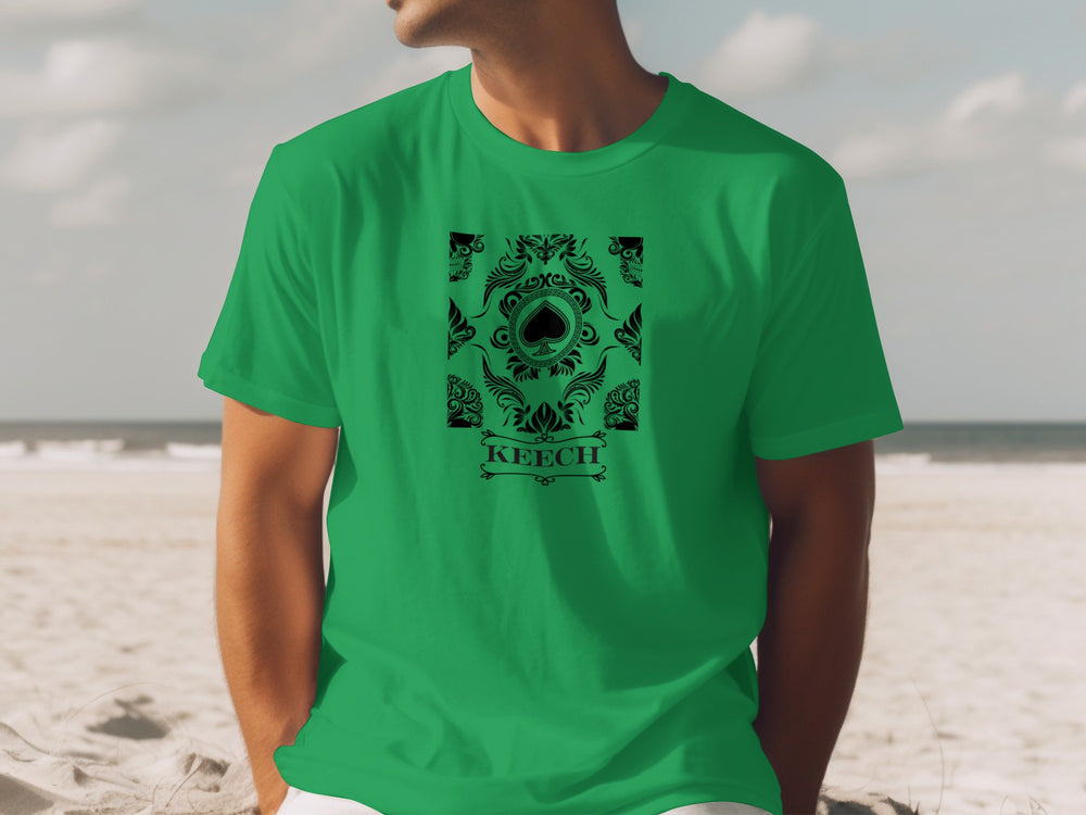 Green Tee with Intricate Spade Design T-shirt