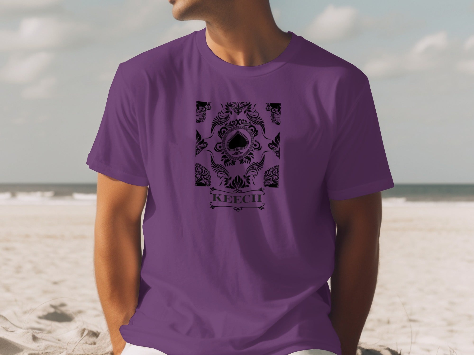 Graphic Purple T-Shirt with Unique Ace of Spades Design