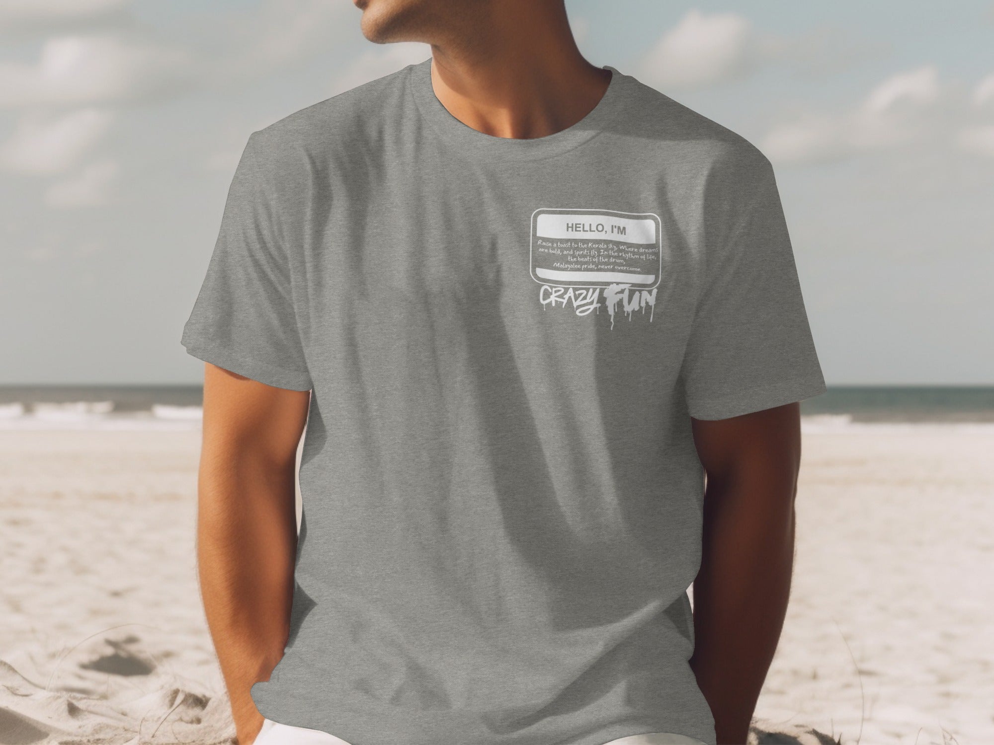 Casual Grey T-Shirt with Fun Graphic Design