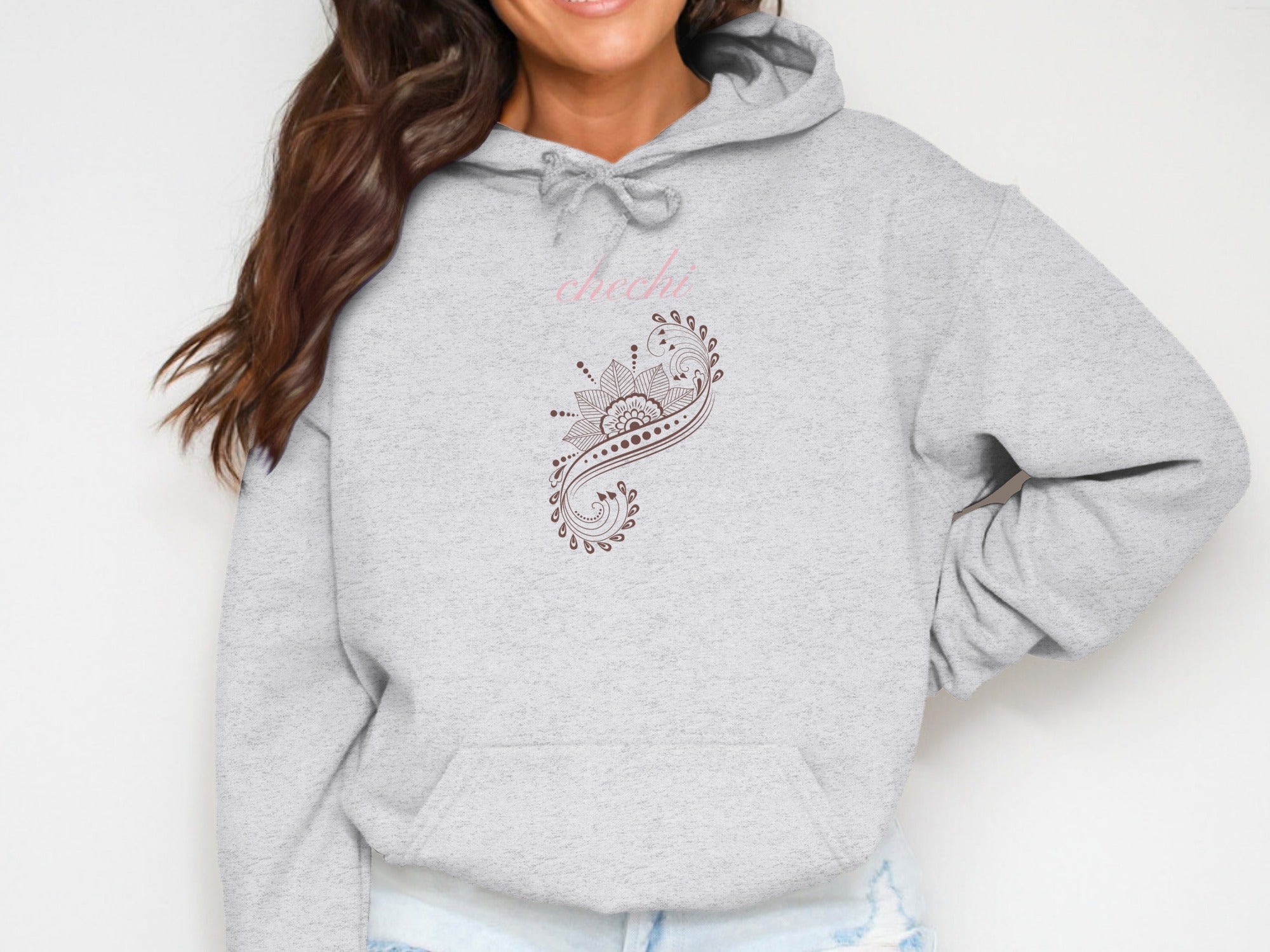 Cozy Hoodie with Elegant Floral Pattern Design