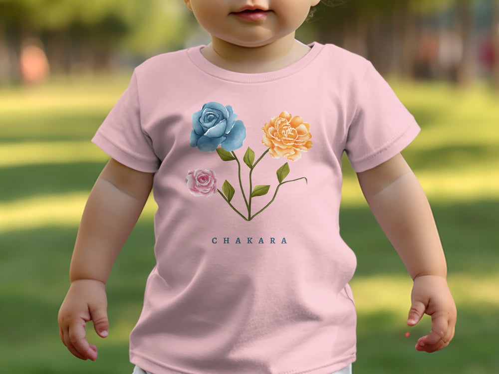 Adorable Baby T-Shirt with Three Colorful Flowers Design