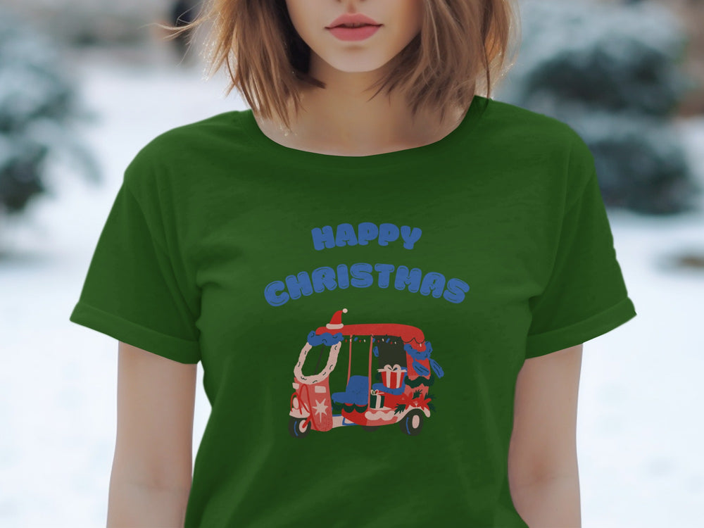 Happy Christmas Tuk-Tuk Graphic Design T-shirt