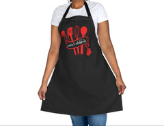 Chef Apron - "Mommy's Kitchen" Red Utensils Apron for Cooking & BBQ