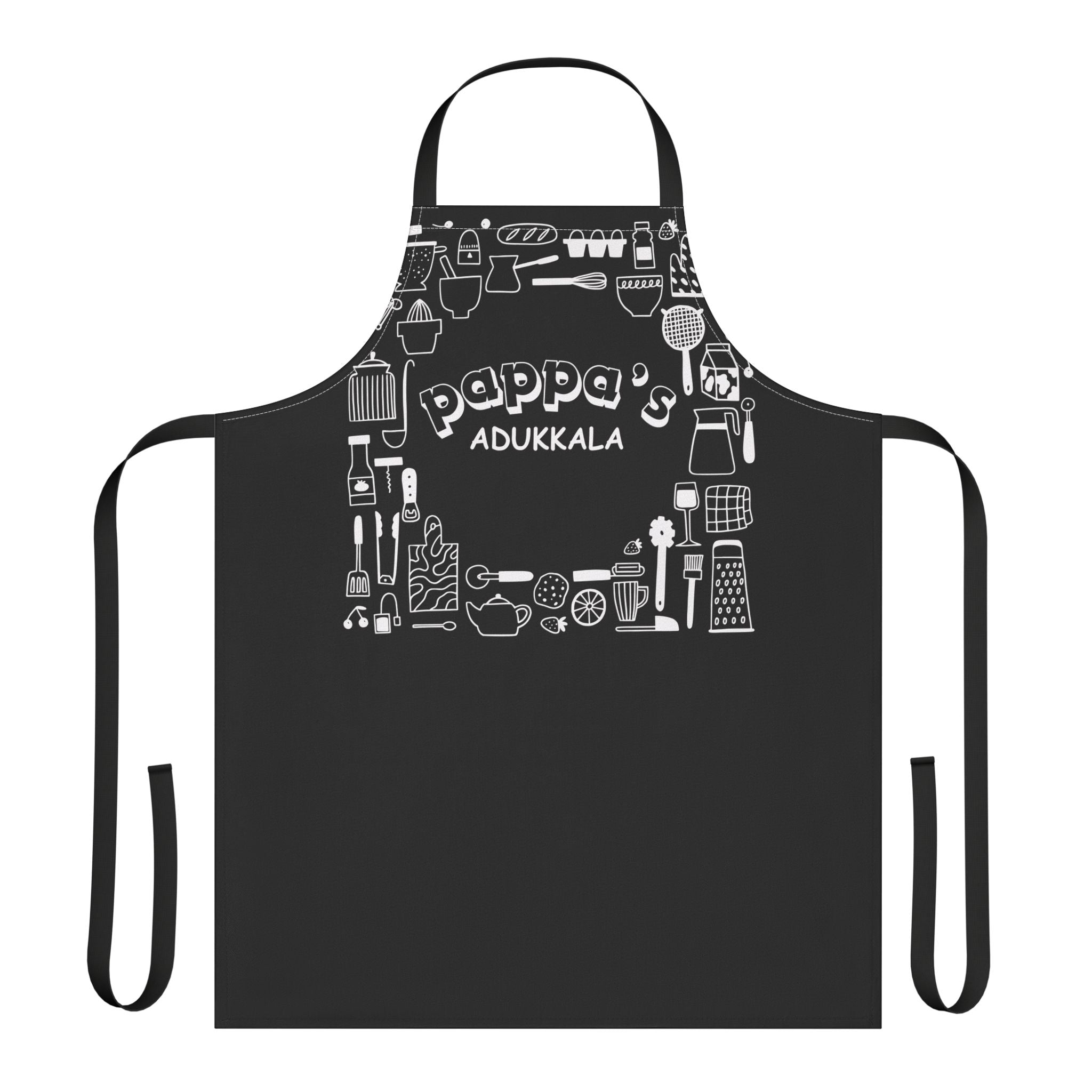 Apron — “Pappa’s Adukkala” Kitchen Cooking Apron (Black)