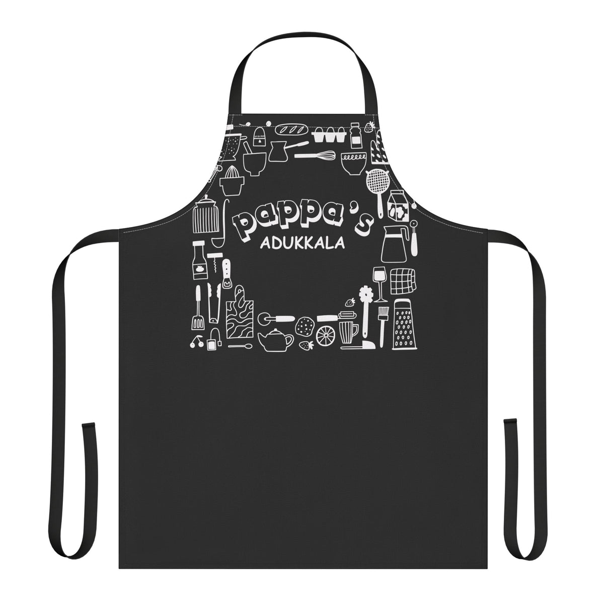 Apron — “Pappa’s Adukkala” Kitchen Cooking Apron (Black)