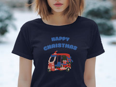 Happy Christmas With Festive Rickshaw Design Shirt