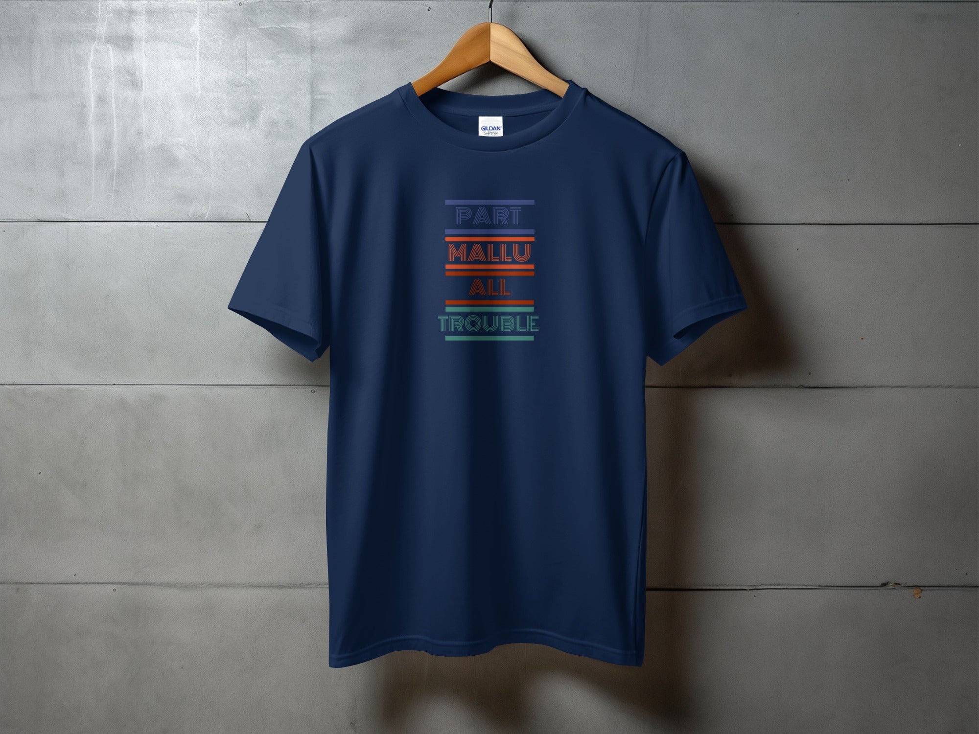 Troublemaker Design Navy Blue Graphic Tee Product