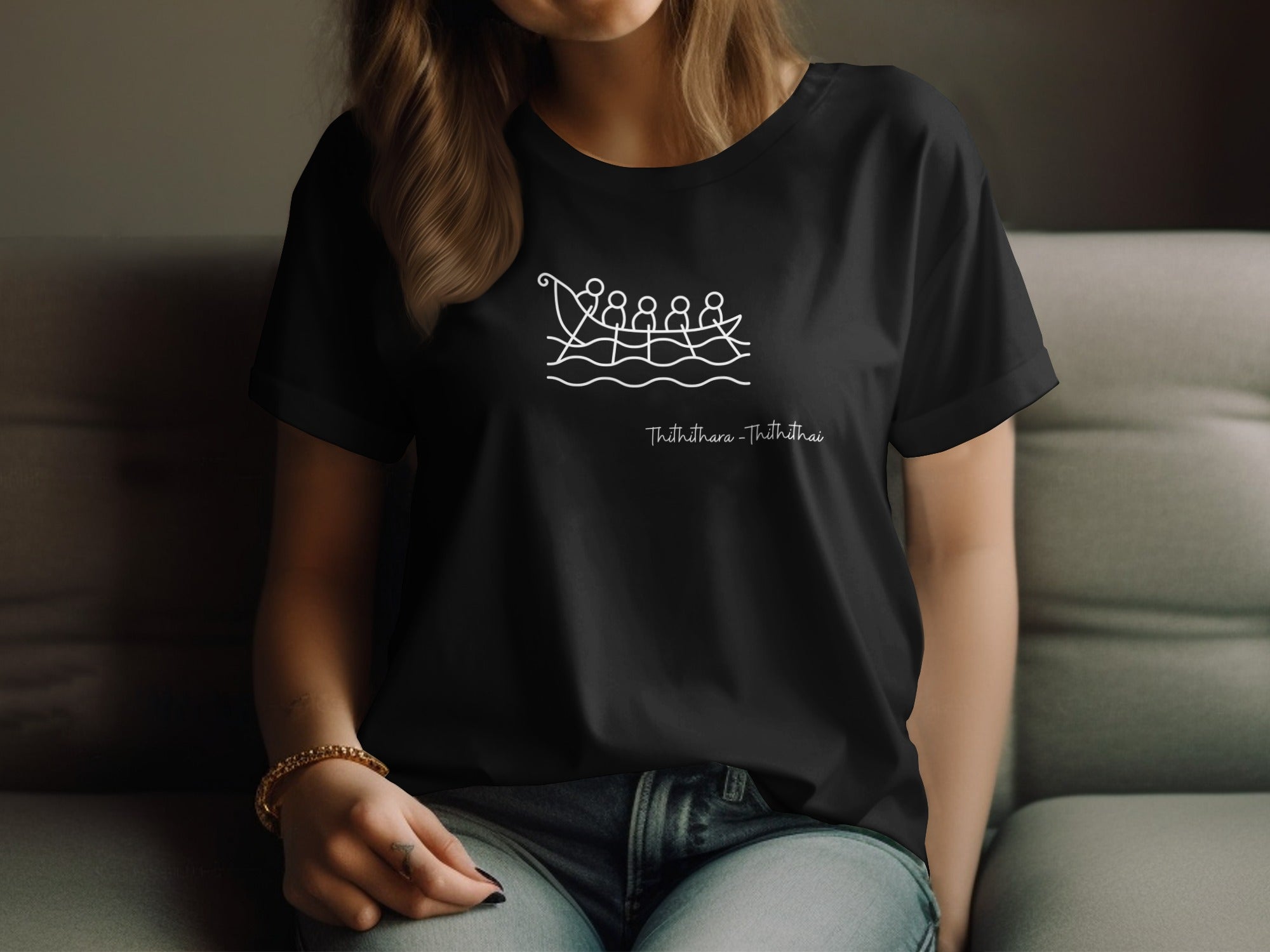 Modern Minimalist Rowing Boat Graphic Tee product