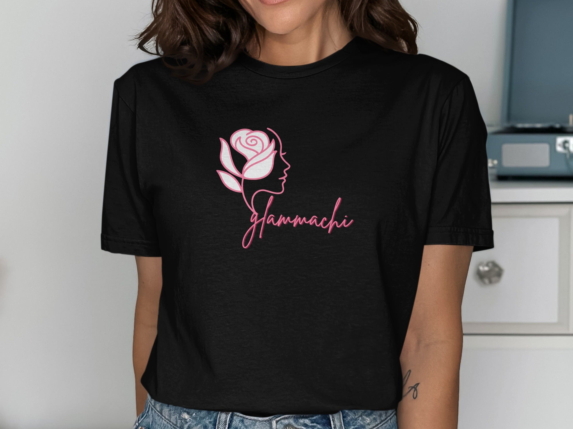 Elegant Glamachi Rose Face Printed Fashionable Shirt