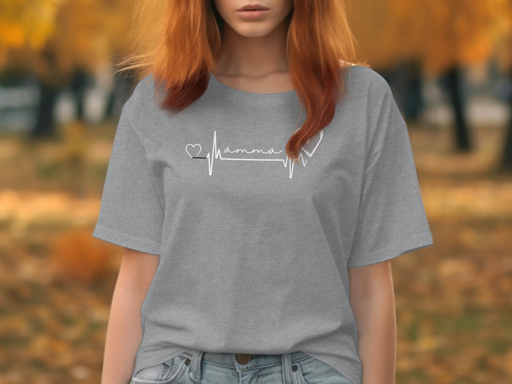 Mamma Heartbeat Graphic Tee with Casual Fit