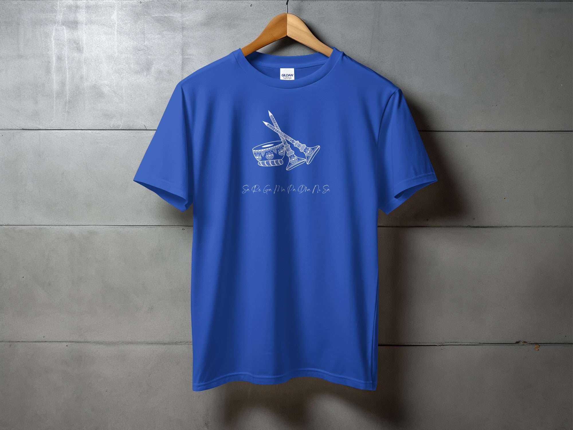 Stylish Blue T-Shirt with Musical Instrument Design