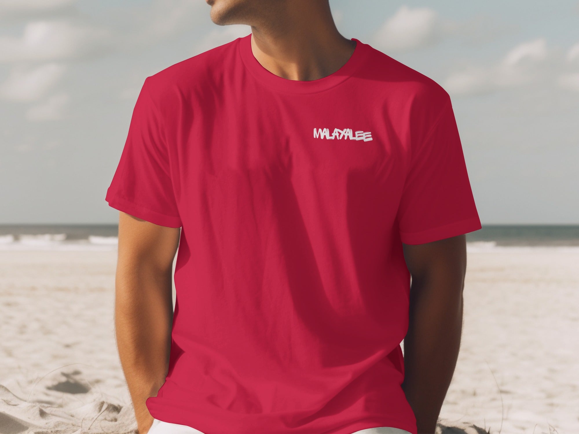 Modern Red T-Shirt with White Printed Logo Design