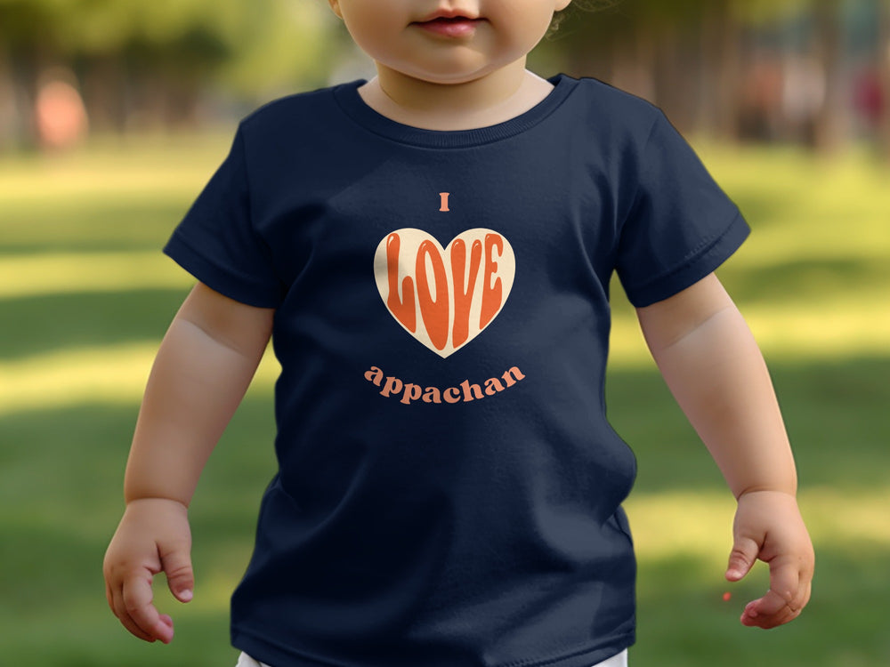 I Love Appachan Heart Design Baby Shirt