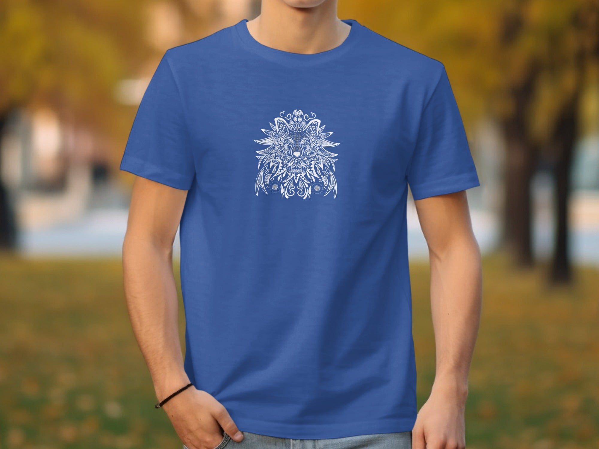 Blue Graphic Tee with Intricate Mandala Design