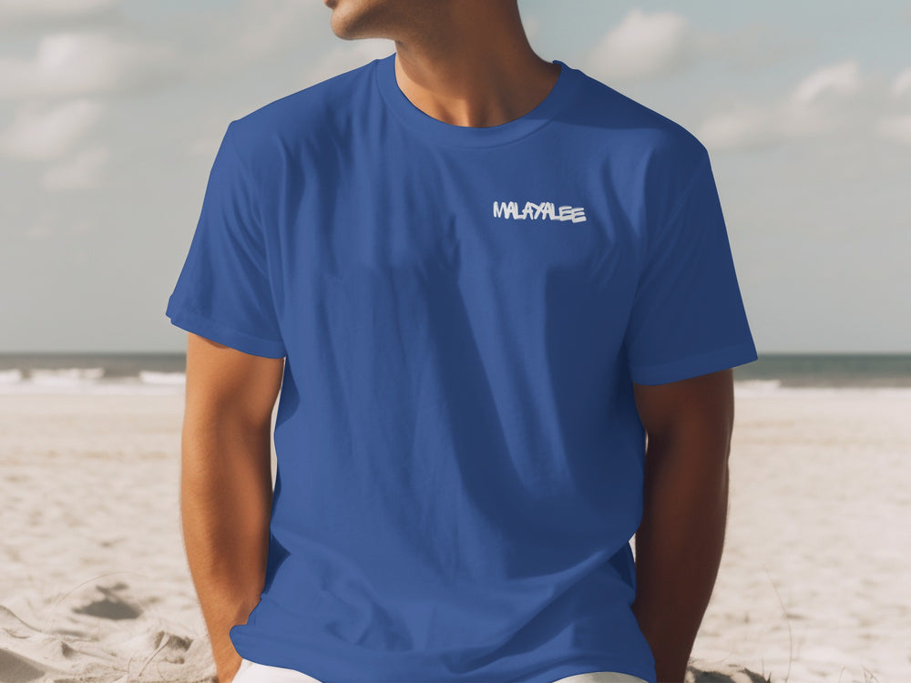 Striking Blue Tee Shirt with White 'WAVES' Logo Design