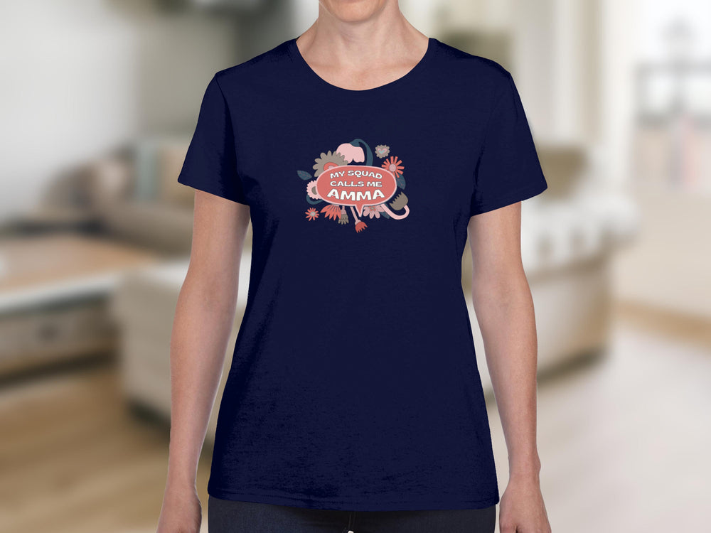 My Squad Calls Me Amma Navy Blue Graphic T shirt