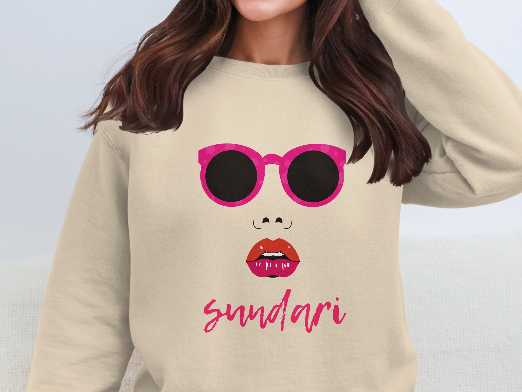 Stylish Sundari Sweatshirt with Sunglasses Design