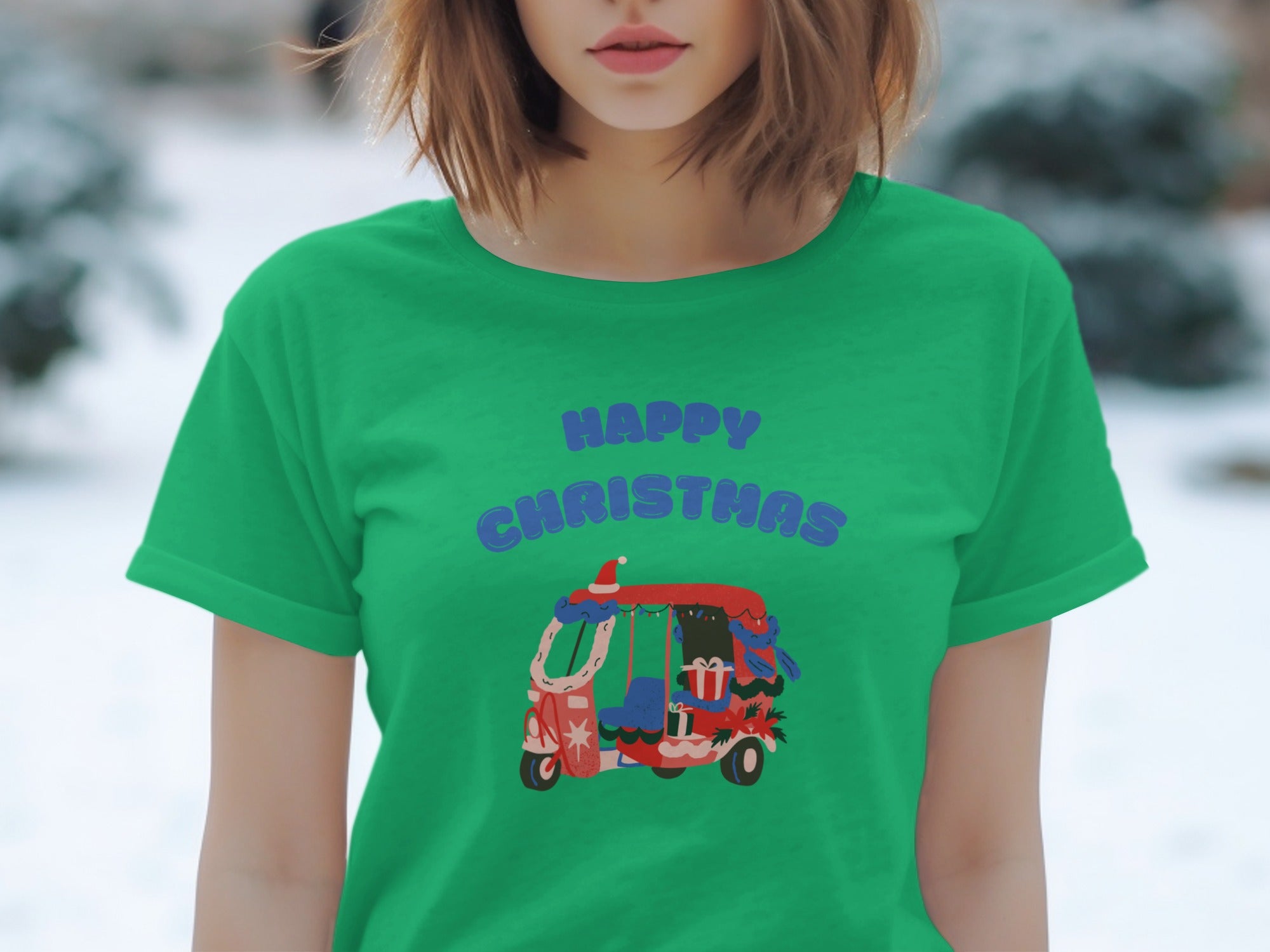 Happy Christhas Festive Auto Rickshaw T-shirt