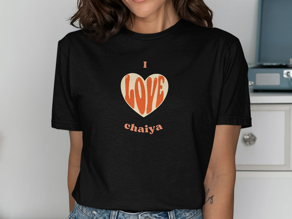 I Love Chaiya Heart Printed Black T-Shirt