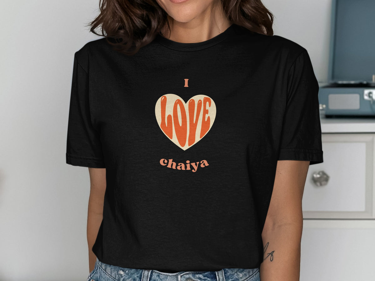 I Love Chaiya Heart Printed Black T-Shirt