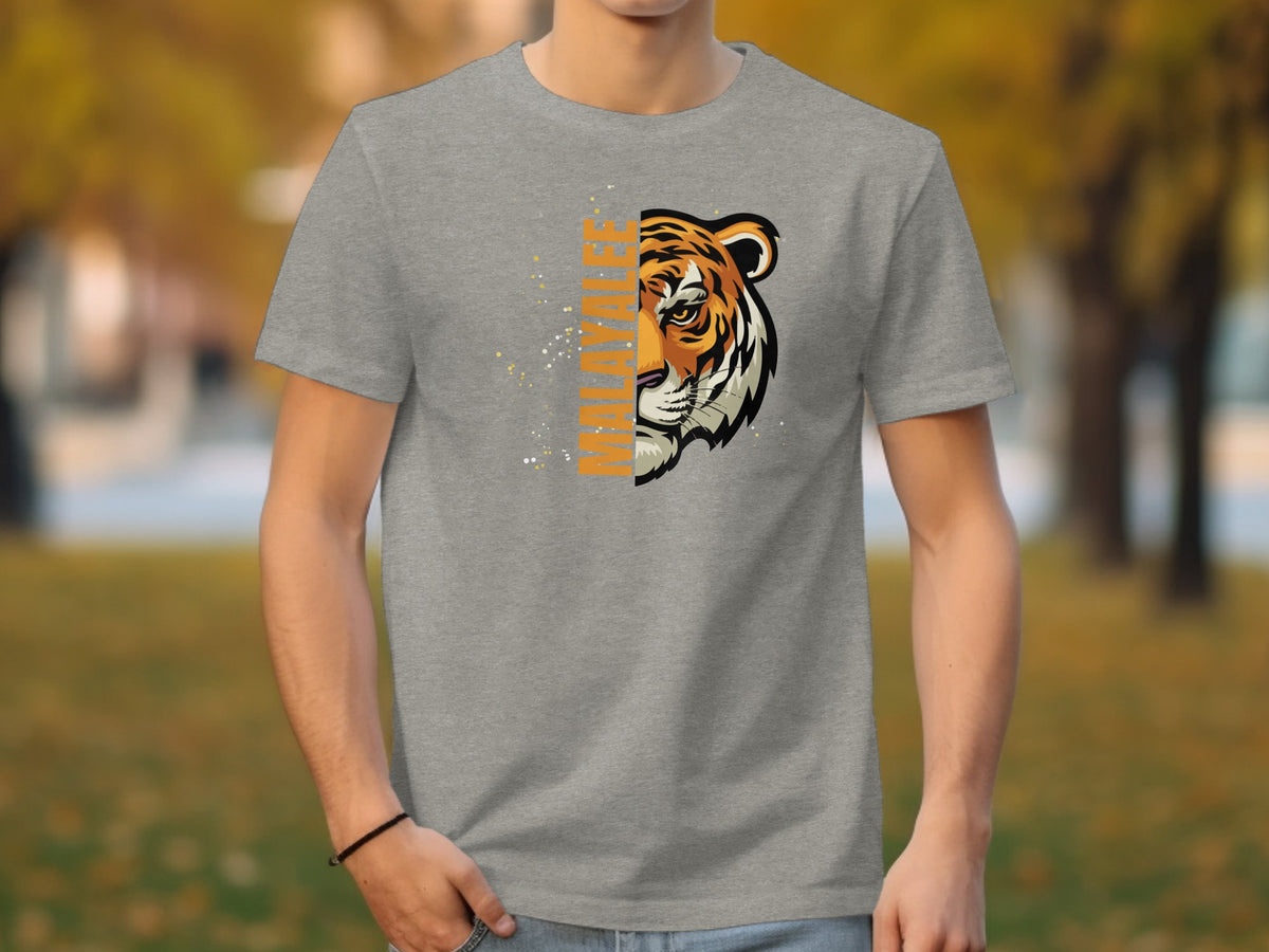 Half Tiger Graphic Tee with Unique Typography Design