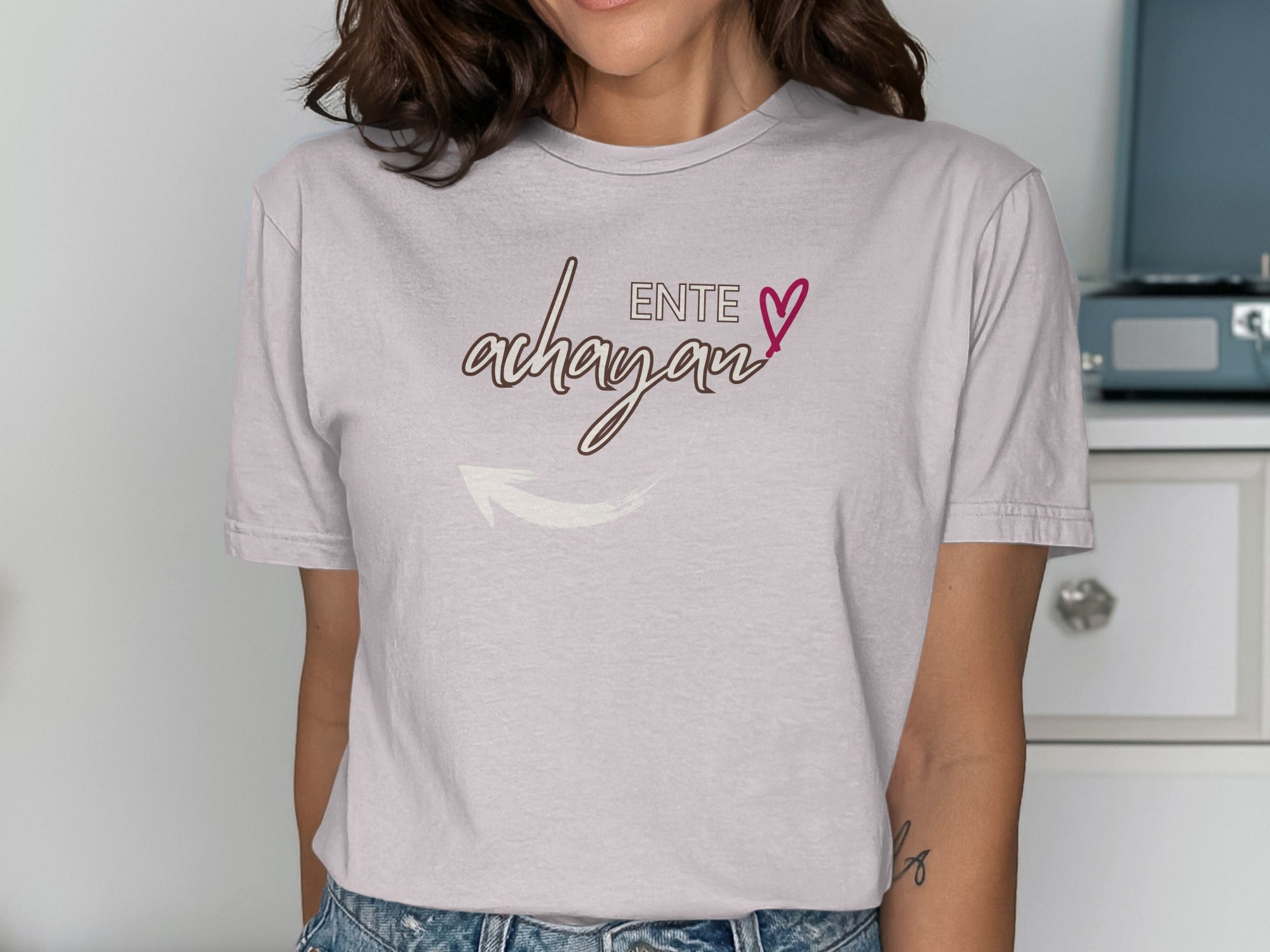 'Ente Achayan Heart Graphic Tee Shirt Casual Fashion'