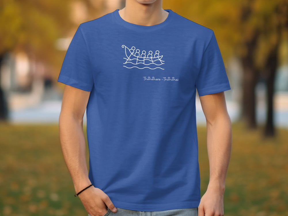 Stylish Blue Tee with Rowing Team Graphic T-Shirt
