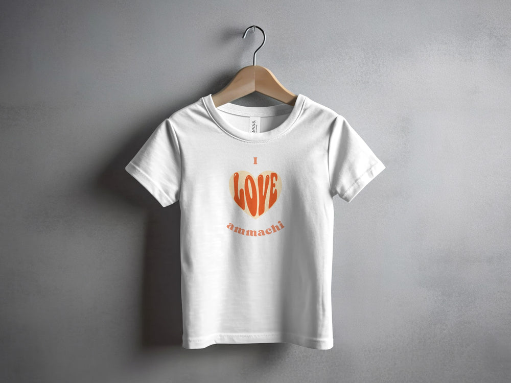 I Love Ammachi Heart Graphic White T-Shirt