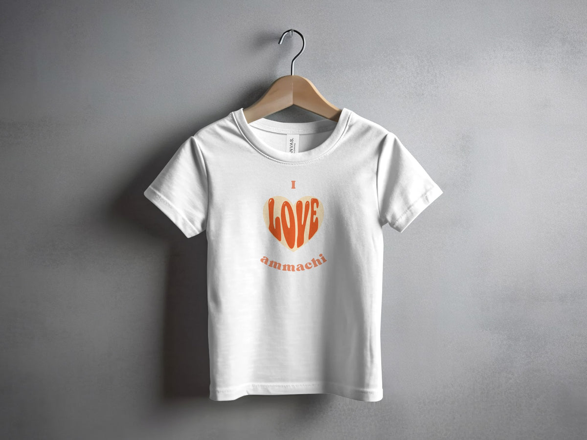 I Love Ammachi Heart Graphic White T-Shirt
