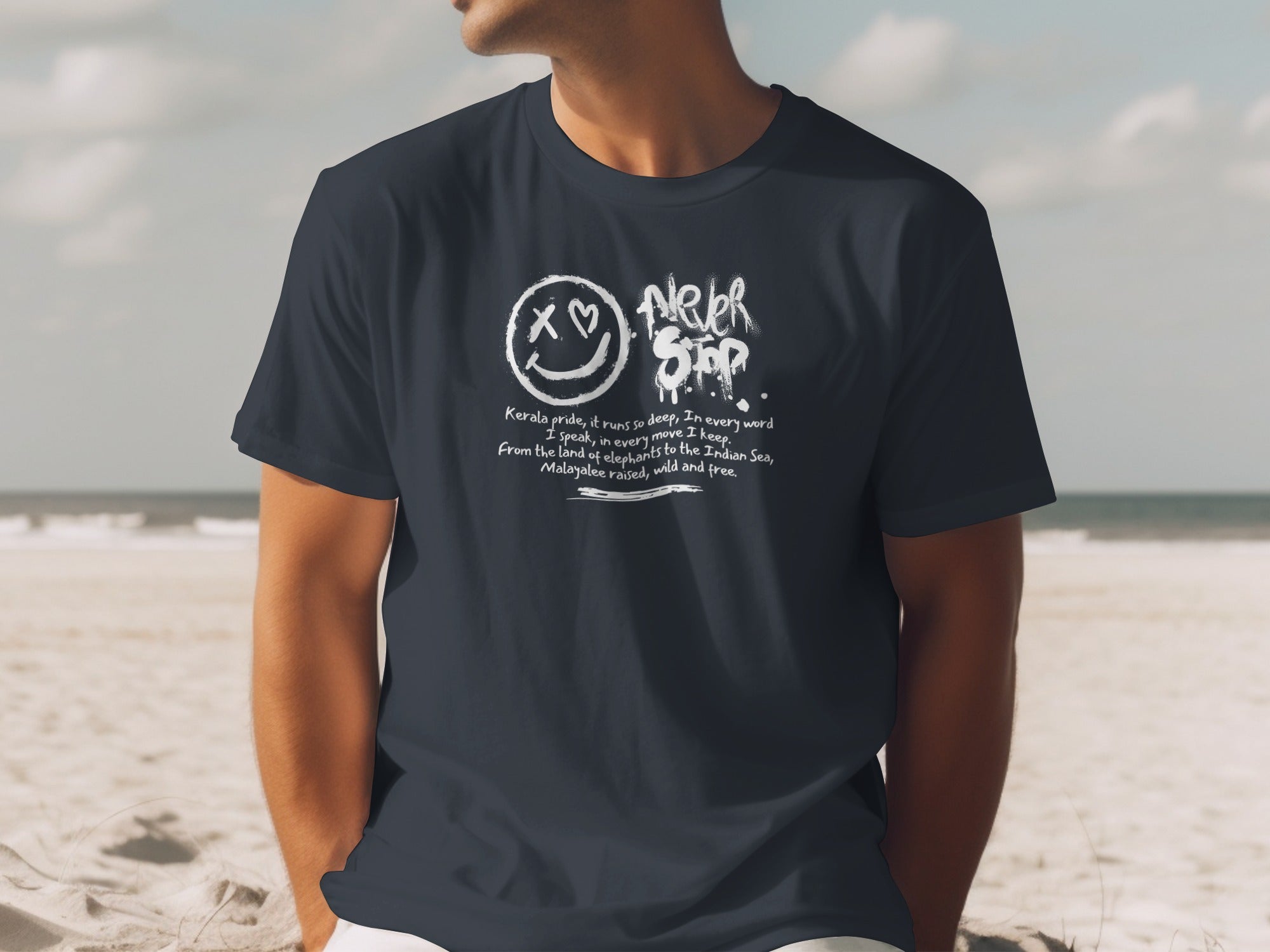 Casual Ocean Views Graphic Tee With Artistic Print