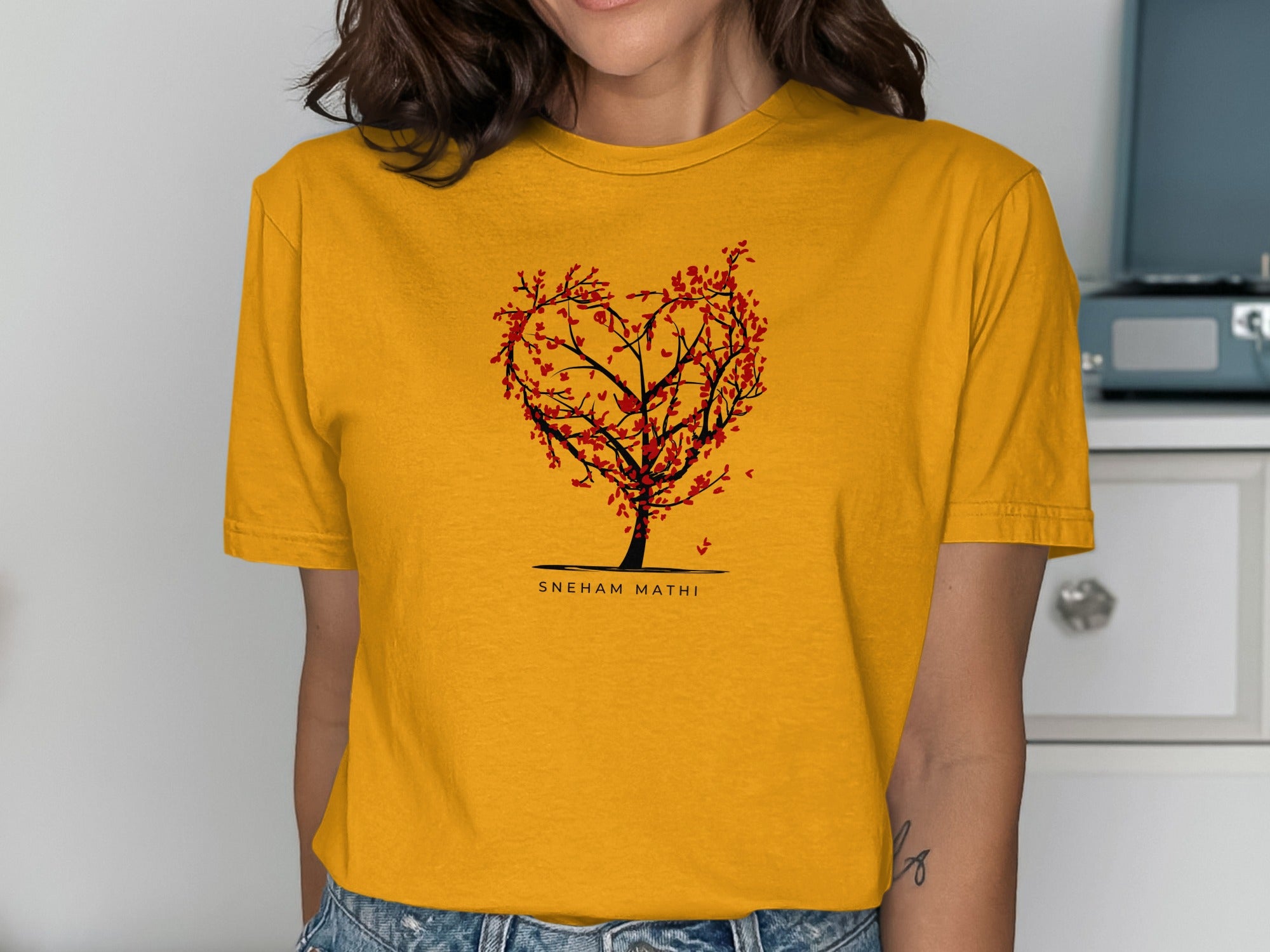 Heart Tree Graphic T-Shirt with Artistic Design