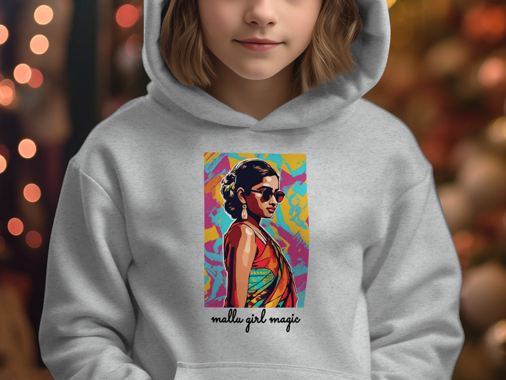Stylish Young Girl Hoodie with Vibrant Art Design