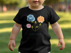 Toddler T-Shirt with Three Flower Print Charming Design