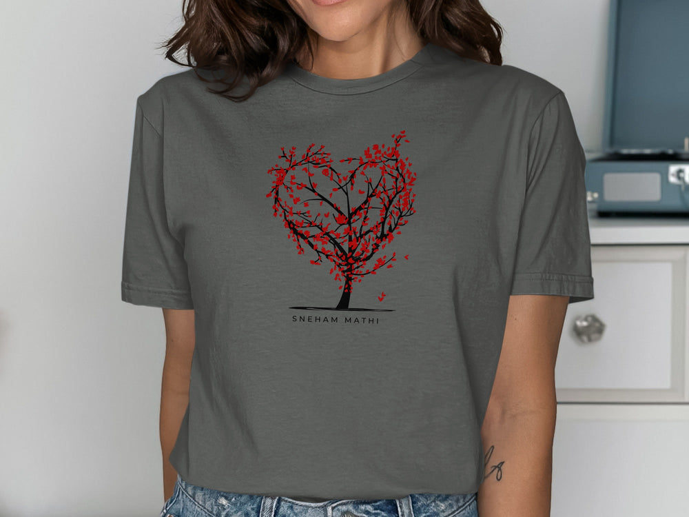 Heart Tree Graphic T-Shirt with Artistic Design