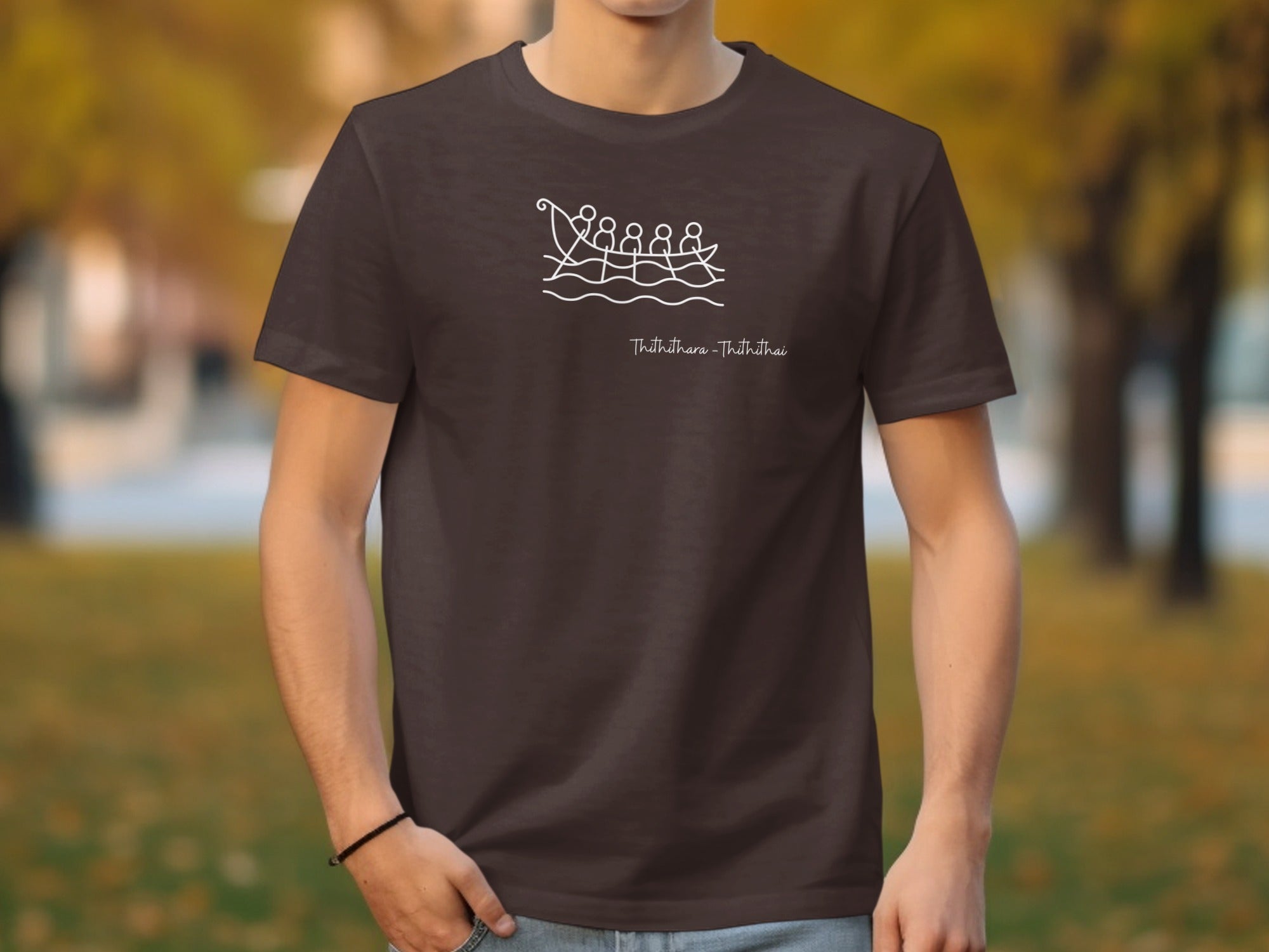 Rowing Team Graphic Dark Brown T-Shirt