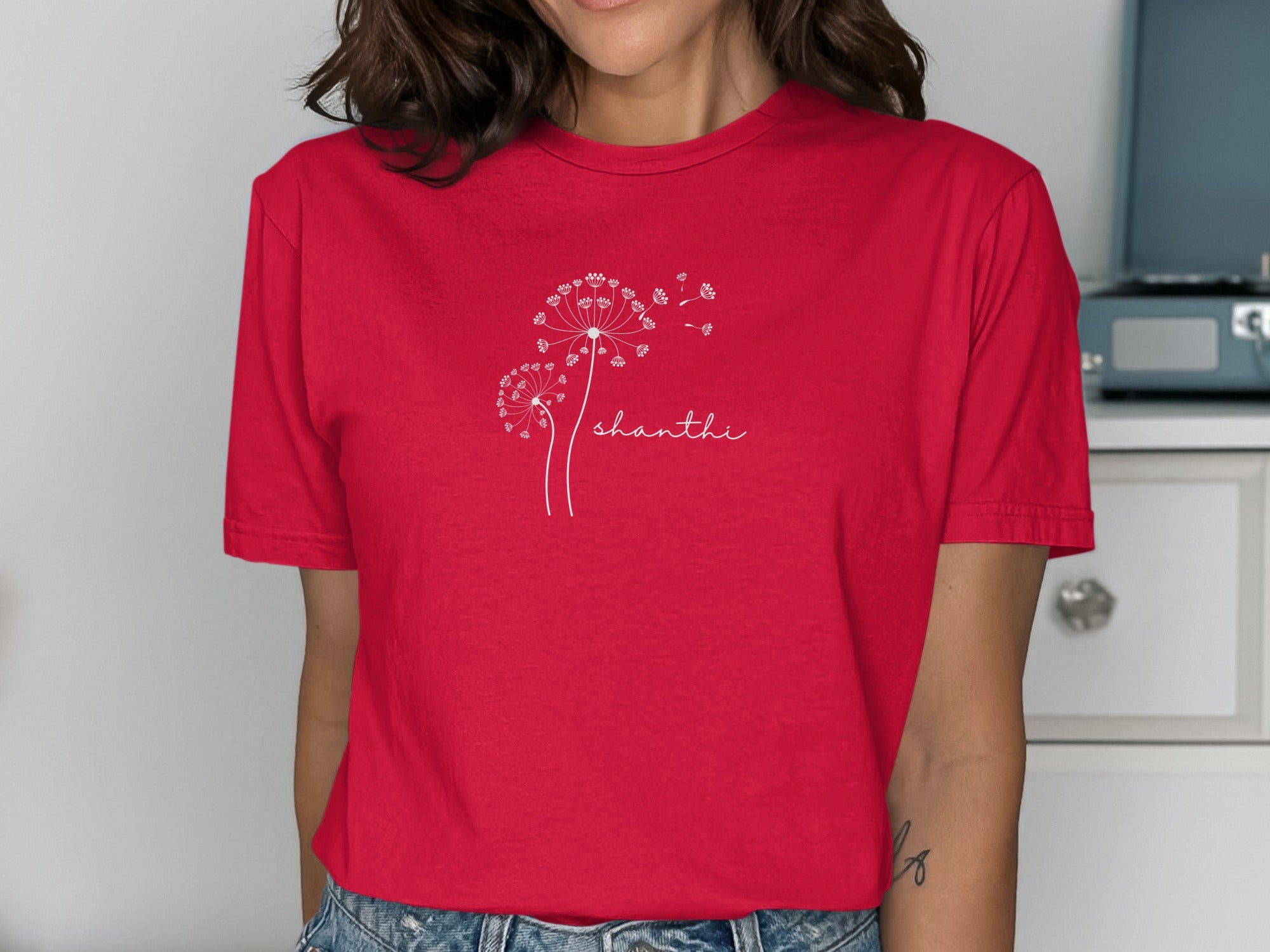 Beautiful Dandelion Design with Shanti Caption Shirt