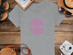 Gray T-Shirt with Pink Geometric Pattern
