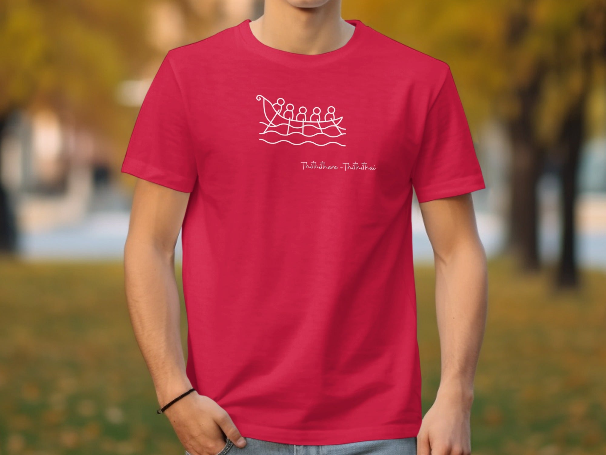Red T-shirt with Nautical Theme Artwork Design