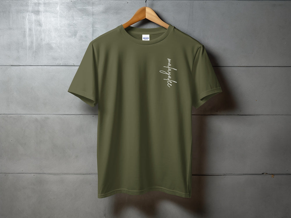 Casual Army Green Short Sleeve T-Shirt with Minimalist Design