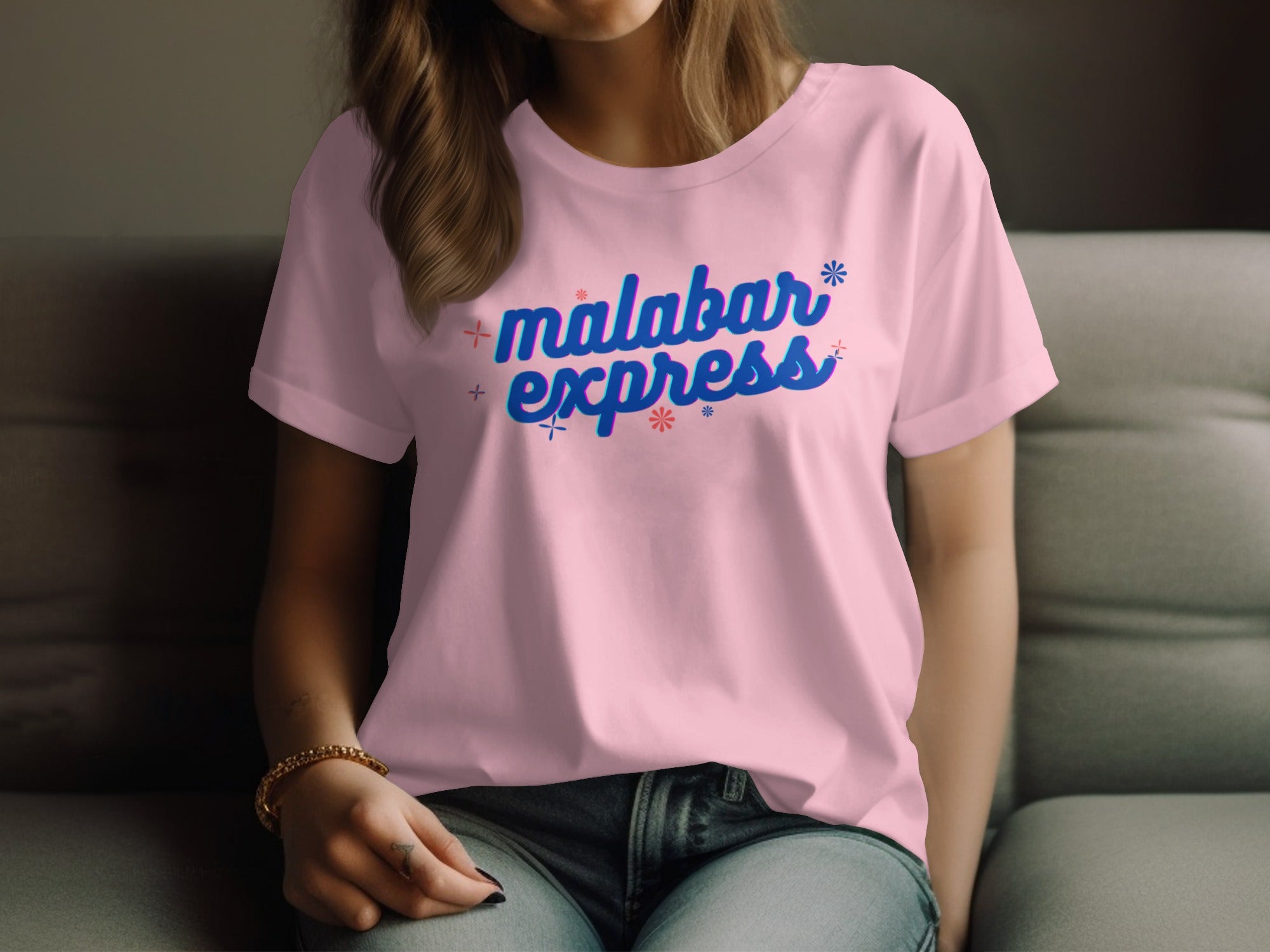 Stylish Malabar Express Logo Designed Pink Shirt