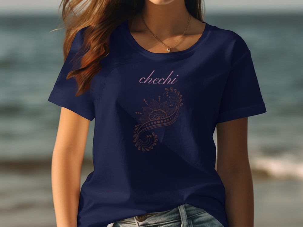 Chechi Design Tee with Elegant Floral Pattern