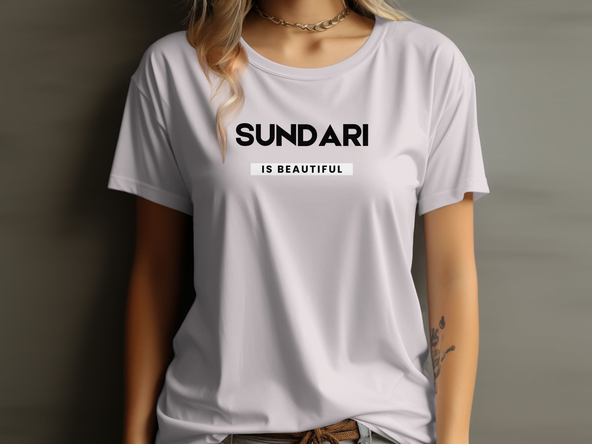 Sundari Is Beautiful White Short Sleeve T-Shirt