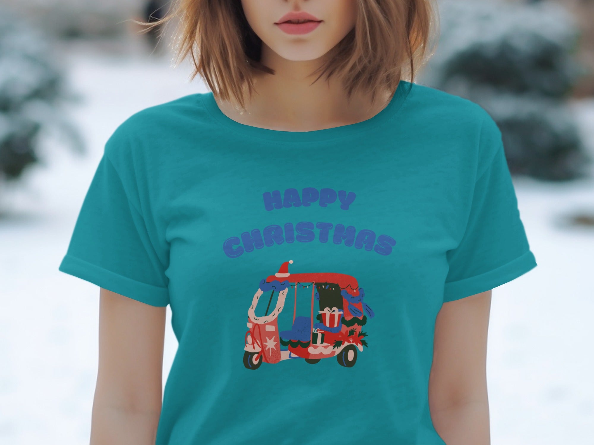 Happy Christhas Festive Rickshaw Graphic Tee