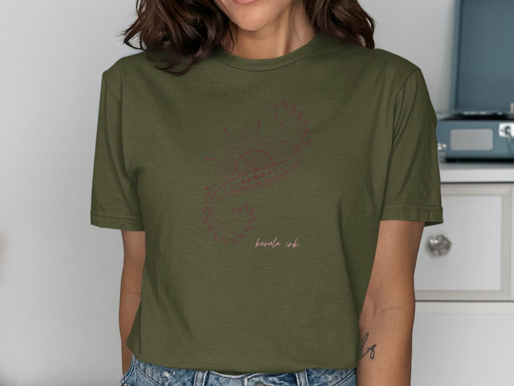 Cozy Casual Olive Green Graphic T-shirt
